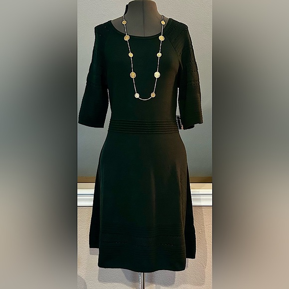 NWT Jessica Howard Women's Sweater Dress in Hunter Green.  Size Large - Picture 1 of 13